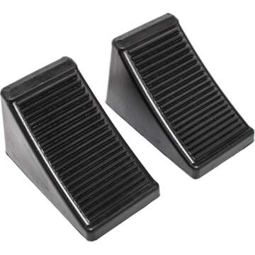MaxxHaul 50011 Heavy-Duty Rubber Wheel Chocks with Eyebolt, Anti-Slip Design for Trailers, RVs, and ...