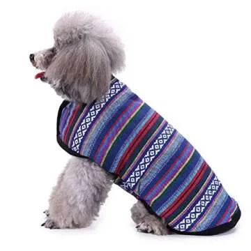Nesutoraito Cat Dog Poncho Sweater for Small Medium Large Dogs Female Male Fleece Jacket Warm Coat Pet Apparel Costume Blue