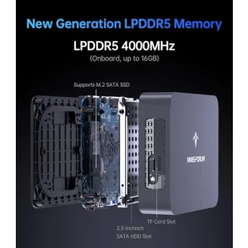 MINISFORUM UN305C Mini PC 16GB LPDDR5 512GB SSD with Intel Core i3-N305,8 Cores/8 Threads,1 x TF Card Slot & 2.5 inch SATA HDD,2 x HDMI/USB-C /4 x USB3.2 Type-A/2 x 1000M LAN/DC 12V Micro PC (Renewed)