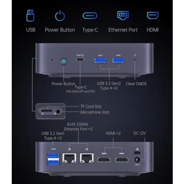 MINISFORUM UN305C Mini PC 16GB LPDDR5 512GB SSD with Intel Core i3-N305,8 Cores/8 Threads,1 x TF Card Slot & 2.5 inch SATA HDD,2 x HDMI/USB-C /4 x USB3.2 Type-A/2 x 1000M LAN/DC 12V Micro PC (Renewed)
