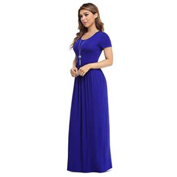 VIISHOW Women's Plus Size Short Sleeve Maxi Dress with Pockets in Royal Blue