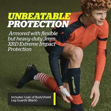Storelli BodyShield Leg Guards for Soccer Players - Unisex, Comfortable and Secure Compression Shin ...