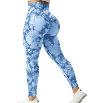 YEOREO Scrunch Butt Lift Leggings for Women Workout Yoga Pants Ruched Booty High Waist Seamless Leggings Compression Tights Blue L