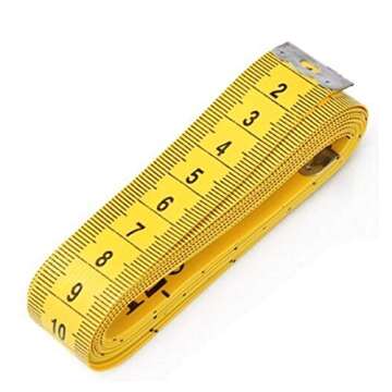 2Pcs 3m/118inch Yellow Soft Plastic Measuring Tape Professional Clothing Sewing Flexible Ruler for Home DIY Tailor Use