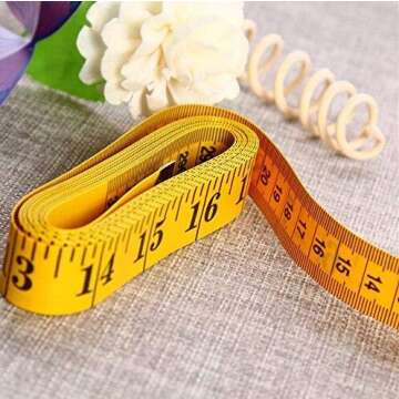 2Pcs 3m/118inch Yellow Soft Plastic Measuring Tape Professional Clothing Sewing Flexible Ruler for Home DIY Tailor Use