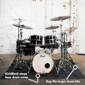 KickBlock Drum Rug and Bass Drum Anchor - 6'6" x 5'6" - The Best Drum Rug - World's Best Bass Drum Anchor - Stops Bass Drum Creep & Slipping - Drum Set Accessory & Gift