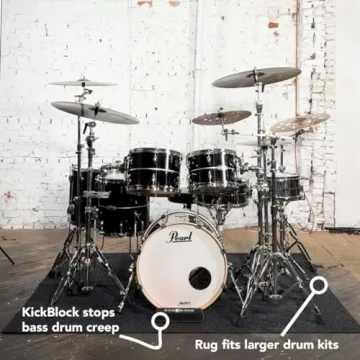 KickBlock Drum Rug and Bass Drum Anchor - 6'6" x 5'6" - The Best Drum Rug - World's Best Bass Drum Anchor - Stops Bass Drum Creep & Slipping - Drum Set Accessory & Gift