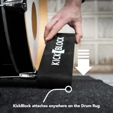 KickBlock Drum Rug and Bass Drum Anchor - 6'6" x 5'6" - The Best Drum Rug - World's Best Bass Drum Anchor - Stops Bass Drum Creep & Slipping - Drum Set Accessory & Gift