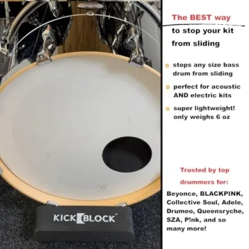 KickBlock Drum Rug and Bass Drum Anchor - 6'6" x 5'6" - The Best Drum Rug - World's Best Bass Drum Anchor - Stops Bass Drum Creep & Slipping - Drum Set Accessory & Gift