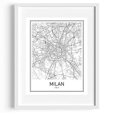Milan Poster Milan Map Milan Art Map of Milan City Map Posters Milan Map Art Italy Poster Italy Map City Prints City Poster Italy Wall Art Modern Map Art Black and White 8x10