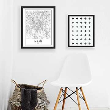 Milan Poster Milan Map Milan Art Map of Milan City Map Posters Milan Map Art Italy Poster Italy Map City Prints City Poster Italy Wall Art Modern Map Art Black and White 8x10