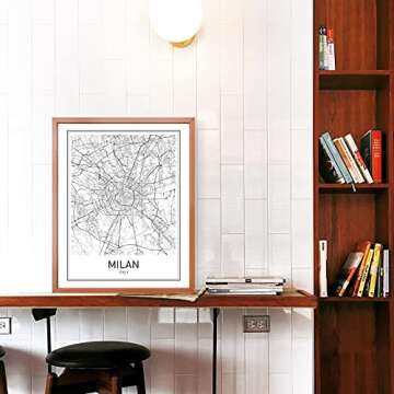 Milan Poster Milan Map Milan Art Map of Milan City Map Posters Milan Map Art Italy Poster Italy Map City Prints City Poster Italy Wall Art Modern Map Art Black and White 8x10