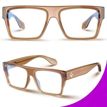 VISOONE Square Full Rim Blue Light Blocking Glasses Large Fashion Computer Multi Colors Eyeglass Frame Women Men ALBA