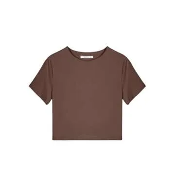 REORIA Cute Short Sleeve Crop Top Yoga Tee for Women