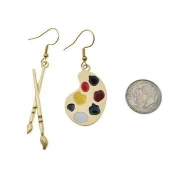 Artist Palette and Paint Brush Earrings. Earrings Hypoallergenic Dangle. Gift for Artist Woman. Earring Gift for Her. Art Teacher Gift