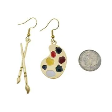 Artist Palette Paint Brush Earrings for Creative Souls