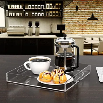 NIUBEE Clear 12x12 Spill Proof Serving Tray for Home Use