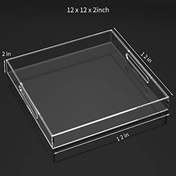 NIUBEE Clear 12x12 Spill Proof Serving Tray for Home Use