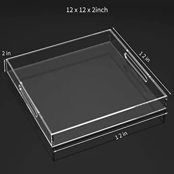 NIUBEE Clear 12x12 Spill Proof Serving Tray for Home Use