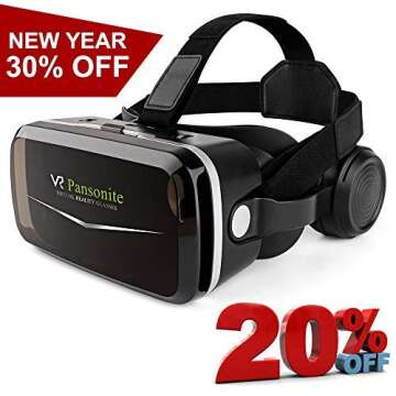 [2018 Upgrade Version] Pansonite VR Headset with Remote Controller,3D Virtual Reality Goggles for Mo...