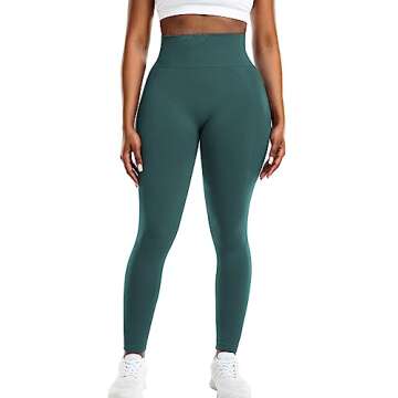 VOYJOY Athletic Workout Scrunch Leggings for Women High Waist Seamless Gym Pants Tummy Control Amplify Tights Blue Green XS