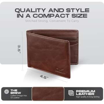Genuine Leather Slim Bifold RFID Wallet for Men - Elegant Gift in Box