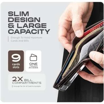 Genuine Leather Slim Bifold RFID Wallet for Men