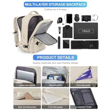 VGCUB Large Travel Work Business Backpack - 40L Functionality