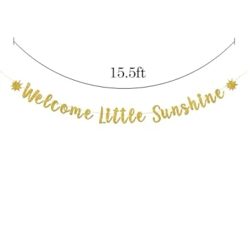 Gold Glitter Welcome Little Sunshine Banner for Parties