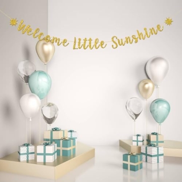 Gold Glitter Welcome Little Sunshine Banner for Parties
