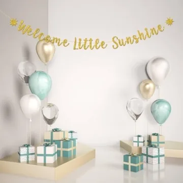 Gold Glitter Welcome Little Sunshine Banner for Parties