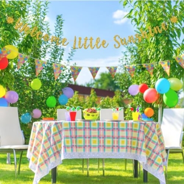 Gold Glitter Welcome Little Sunshine Banner for Parties