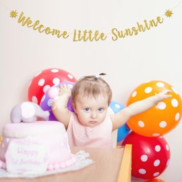 Gold Glitter Welcome Little Sunshine Banner for Parties