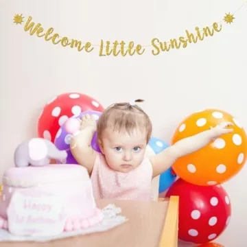 Gold Glitter Welcome Little Sunshine Banner for Parties