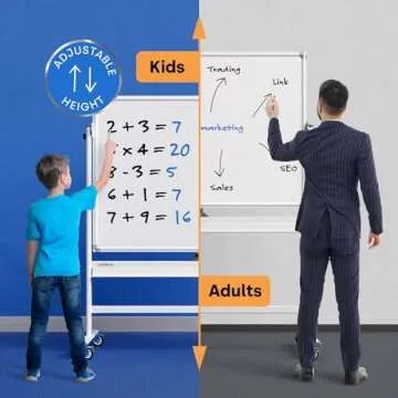 Rolling Dry Erase Board 48 x 36 - Large Portable Magnetic Whiteboard with Stand - Double Sided Easel...