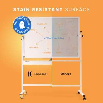 Rolling Dry Erase Board 48 x 36 - Large Portable Magnetic Whiteboard with Stand - Double Sided Easel Style Whiteboard with Wheels - Mobile Standing Whiteboard for Office, Classroom & Home