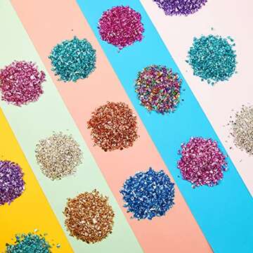 300g Crushed Glass 12 Colors 2-4 mm Irregular Glass Sequins Crushed Glass Chips for DIY Nail Art, Handmade Crafts, Vase Filler, Scrapbooking, Jewelry Making (Bright Colors)