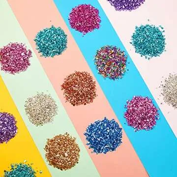 300g Crushed Glass 12 Colors 2-4 mm Irregular Glass Sequins Crushed Glass Chips for DIY Nail Art, Handmade Crafts, Vase Filler, Scrapbooking, Jewelry Making (Bright Colors)