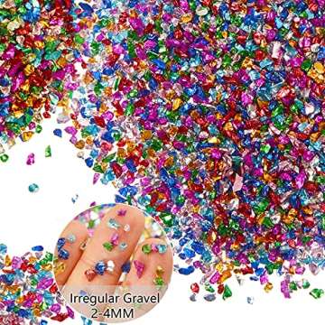 300g Crushed Glass 12 Colors 2-4 mm Irregular Glass Sequins Crushed Glass Chips for DIY Nail Art, Handmade Crafts, Vase Filler, Scrapbooking, Jewelry Making (Bright Colors)