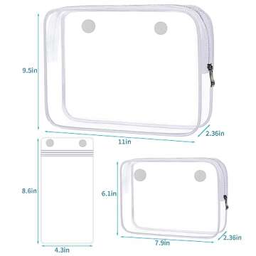 Chokoter Beach Bag Insert Pouch, 3 Packs Inner Bags for Beach Bag Accessories, Waterproof Zipper Insert Bags for Travel Organizer Makeup Storage (Clear, 3 Packs)