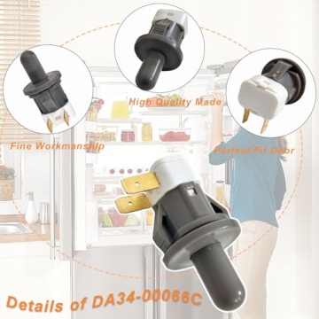 DA34-00066C Refrigerator Door Switch Compatible with Samsung Door Light, Replaces 2705488, AP5306252, PS4138763, Refrigerator Door Light Switch for RF263BEAESR, RF4287HARS, RF23HSESBSR, RFG297HDRS