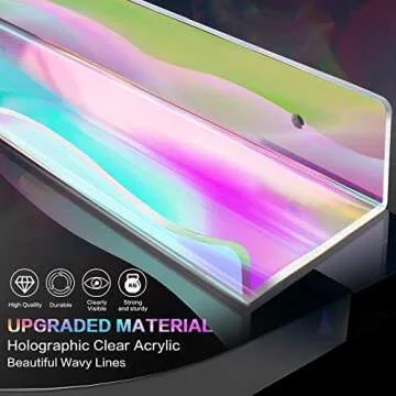 DILIBRA 4 Packs Iridescent Acrylic Floating Shelves, 15.7 Inch Clear Acrylic Display Shelf Wall Mounted, Invisible Set up for Funko Pop Display Shelves Wall Ledge Bookshelf for Kids Room Bathroom Dorm
