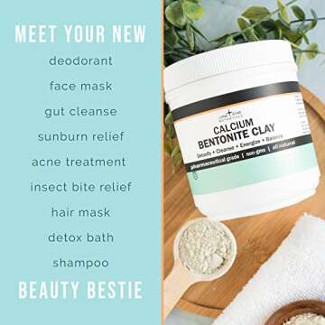 Calcium Bentonite Clay Healing Powder - Pure Pharmaceutical, Better Than Food Grade - Face, Body & Hair Mask, for Internal Use, Natural Mud Masks, Deep Pore Cleansing for Health & Beauty