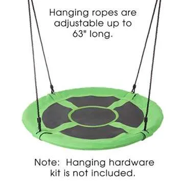 Hey! Play! Saucer Swing – 40” Diameter Hanging Tree or Swing Set Outdoor Playground or Backyard Play Accessory Round Disc with Adjustable Rope, Green/Black