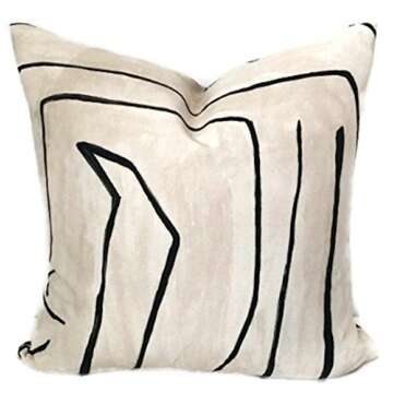 Kelly Wearstler Graffito Pillow Cover in Linen Onyx, Decorative Pillows, Designer Pillows