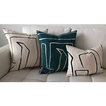 Kelly Wearstler Graffito Pillow Cover in Linen Onyx, Decorative Pillows, Designer Pillows