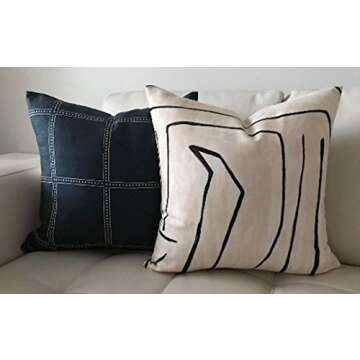 Kelly Wearstler Graffito Pillow Cover in Linen Onyx, Decorative Pillows, Designer Pillows