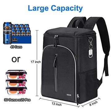 Insulated Cooler Backpack 45 Cans Leak-Proof Soft Cooler Bag Large Backpack Cooler for Lunch Picnics Beach Camping Hiking Tailgating Outdoor Activities