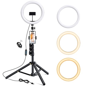 ANBES 10.2" Dimmable Ring Light with Tripod for Creators