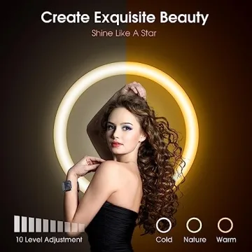 ANBES 10.2" Dimmable Ring Light with Tripod for Creators